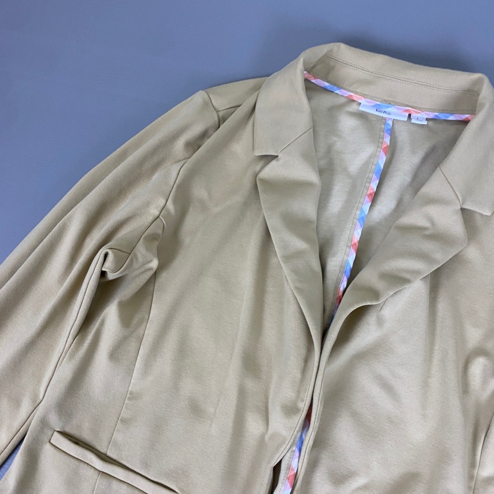 Croft & Barrow Blazer Jacket Women's Size Large Tan Beige Open Front Stretch - Picture 3 of 9